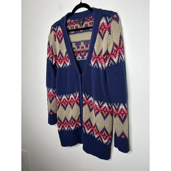 Canyon River Blues Women’s Button Down Sweater Cardigans Blue Pink Vtg Size Lrg - Picture 2 of 9